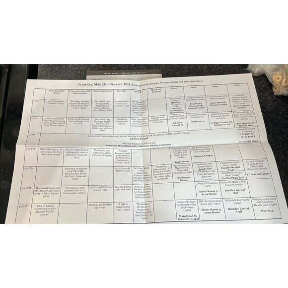 Vtg Amherst College Brochure Alumni Holiday Reunion Weekend 2011 May 25-May 29 - Picture 3 of 5